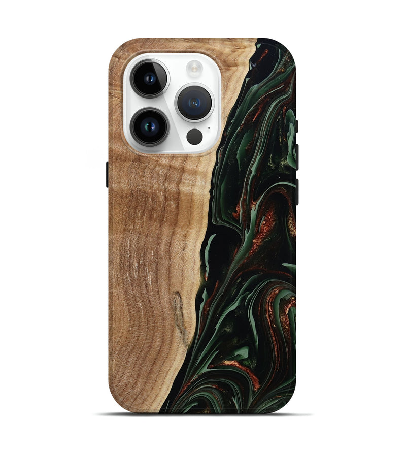 iPhone 15 Pro Wood Live Edge Phone Case - Lisette (Green, 790610)