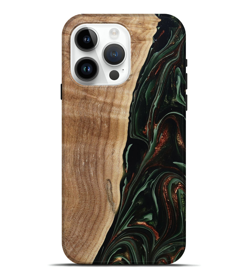 iPhone 15 Pro Max Wood Live Edge Phone Case - Lisette (Green, 790610)