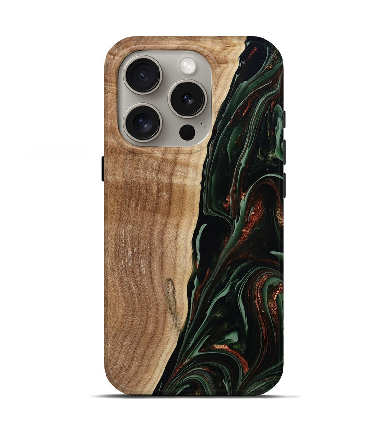 iPhone 16 Pro Wood Live Edge Phone Case - Lisette (Green, 790610)