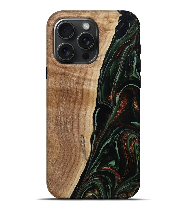 iPhone 16 Pro Max Wood Live Edge Phone Case - Lisette (Green, 790610)