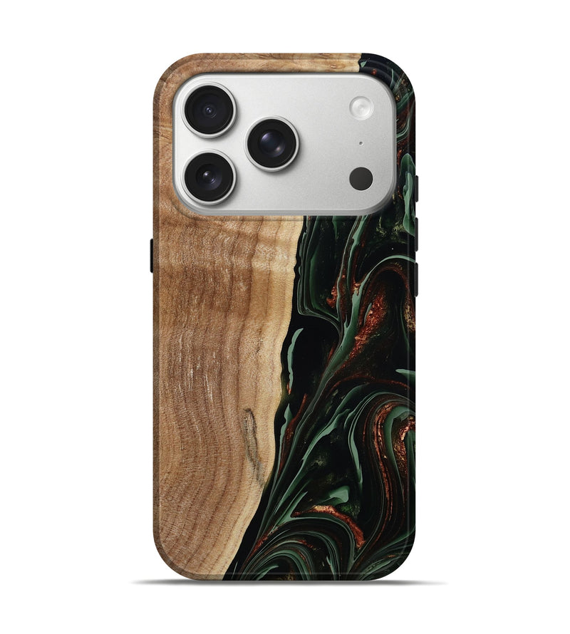 iPhone 17 Pro Wood Live Edge Phone Case - Lisette (Green, 790610)