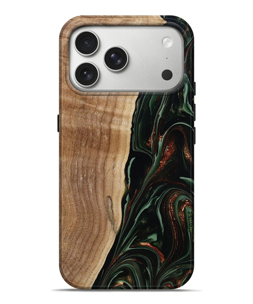 iPhone 17 Pro Max Wood Live Edge Phone Case - Lisette (Green, 790610)