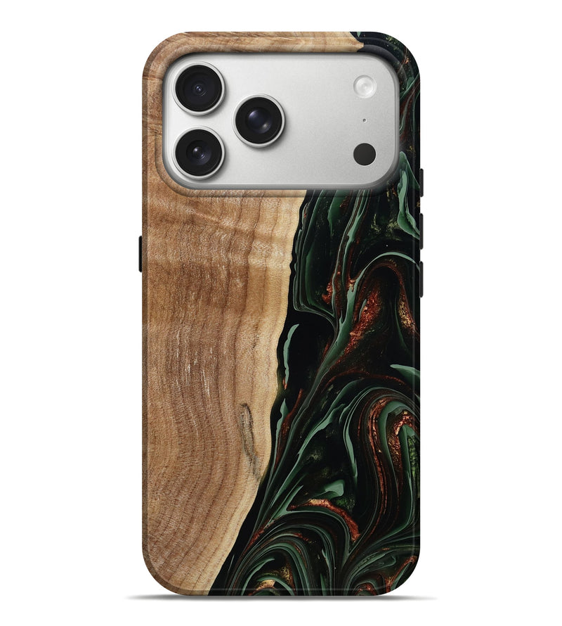 iPhone 17 Pro Max Wood Live Edge Phone Case - Lisette (Green, 790610)