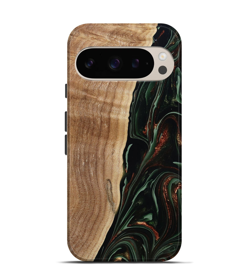 Pixel 9 Wood Live Edge Phone Case - Lisette (Green, 790610)