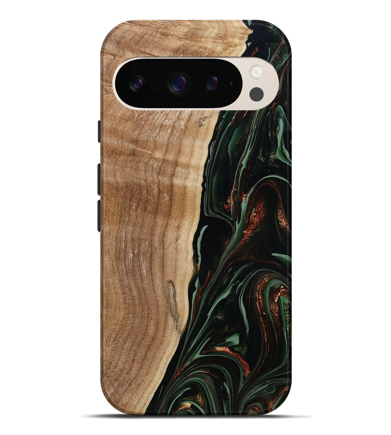 Pixel 9 Pro XL Wood Live Edge Phone Case - Lisette (Green, 790610)
