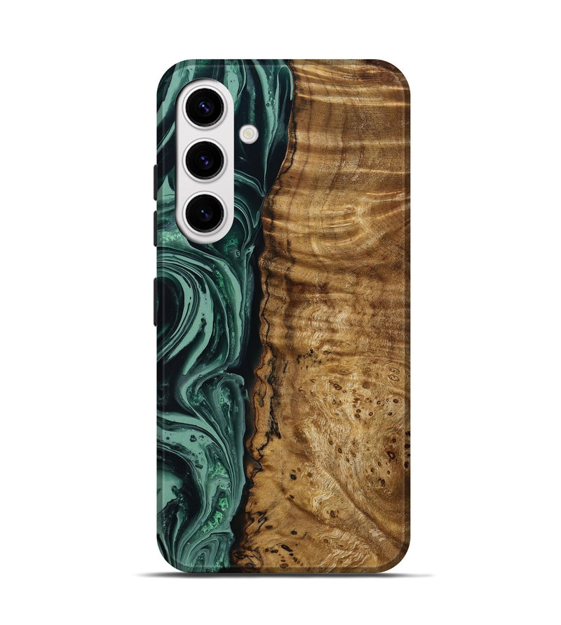 Galaxy S25 Wood Live Edge Phone Case - Amiya (Green, 790612)