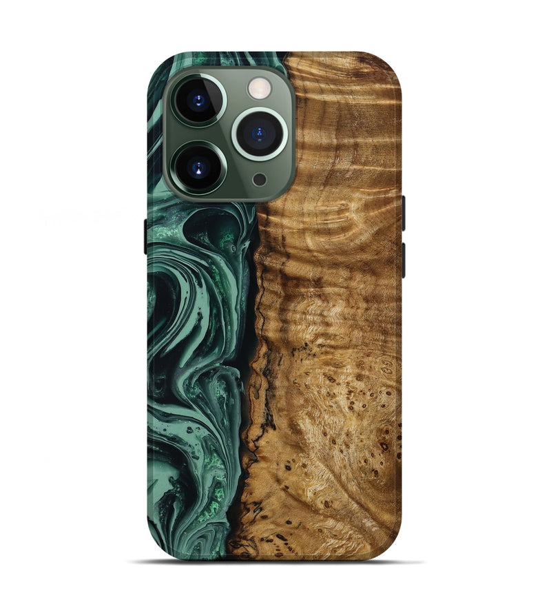 iPhone 13 Pro Wood Live Edge Phone Case - Amiya (Green, 790612)