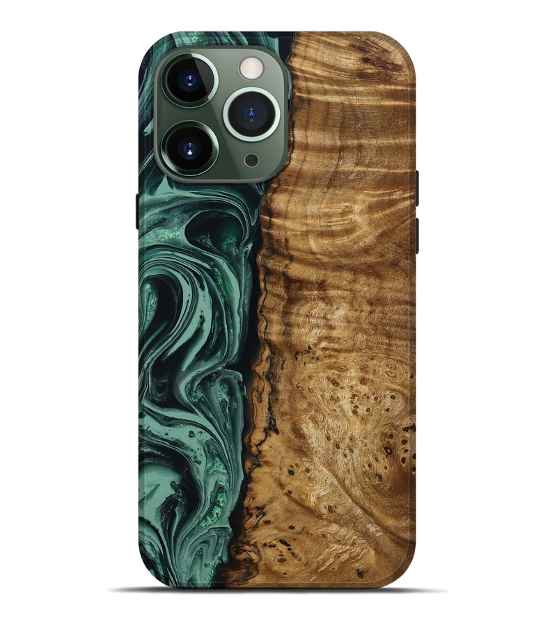 iPhone 13 Pro Max Wood Live Edge Phone Case - Amiya (Green, 790612)