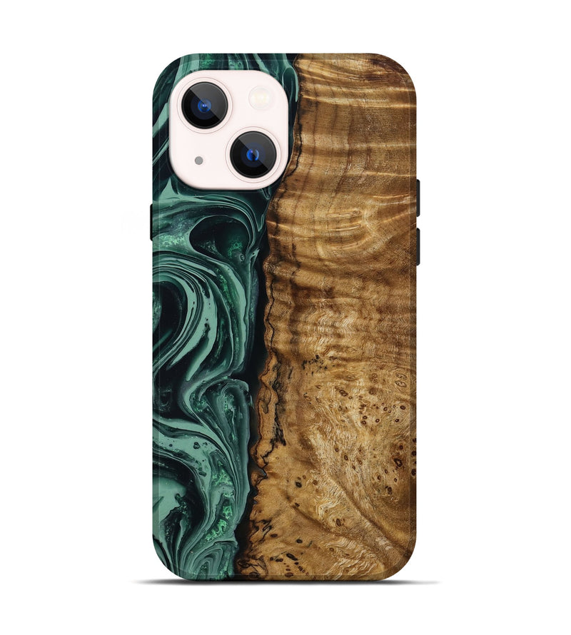 iPhone 14 Wood Live Edge Phone Case - Amiya (Green, 790612)