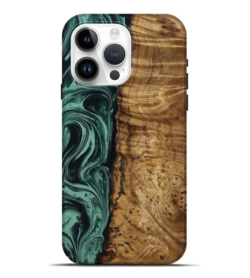 iPhone 15 Pro Max Wood Live Edge Phone Case - Amiya (Green, 790612)
