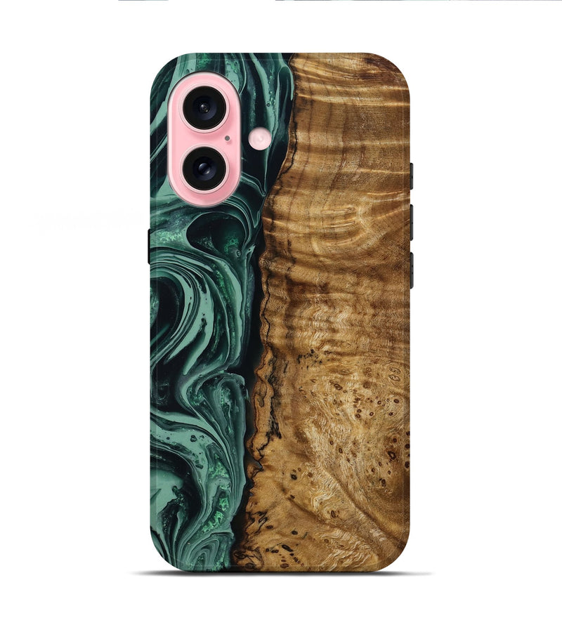 iPhone 16 Wood Live Edge Phone Case - Amiya (Green, 790612)