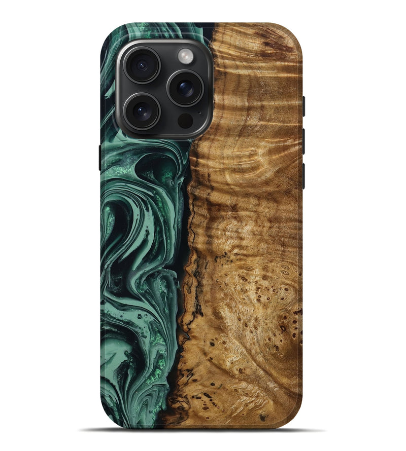 iPhone 16 Pro Max Wood Live Edge Phone Case - Amiya (Green, 790612)
