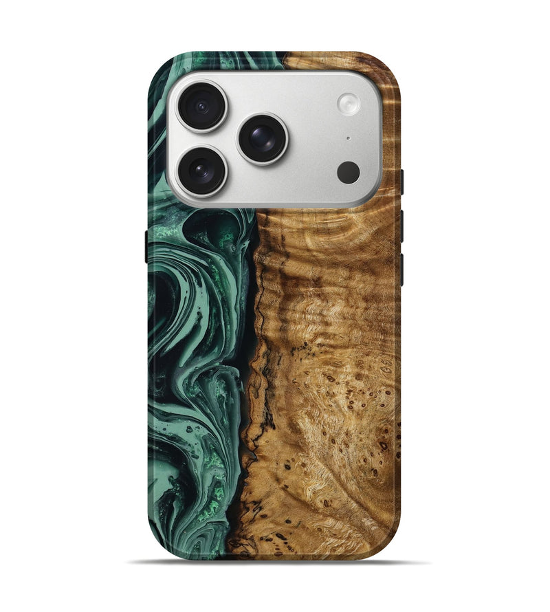 iPhone 17 Pro Wood Live Edge Phone Case - Amiya (Green, 790612)