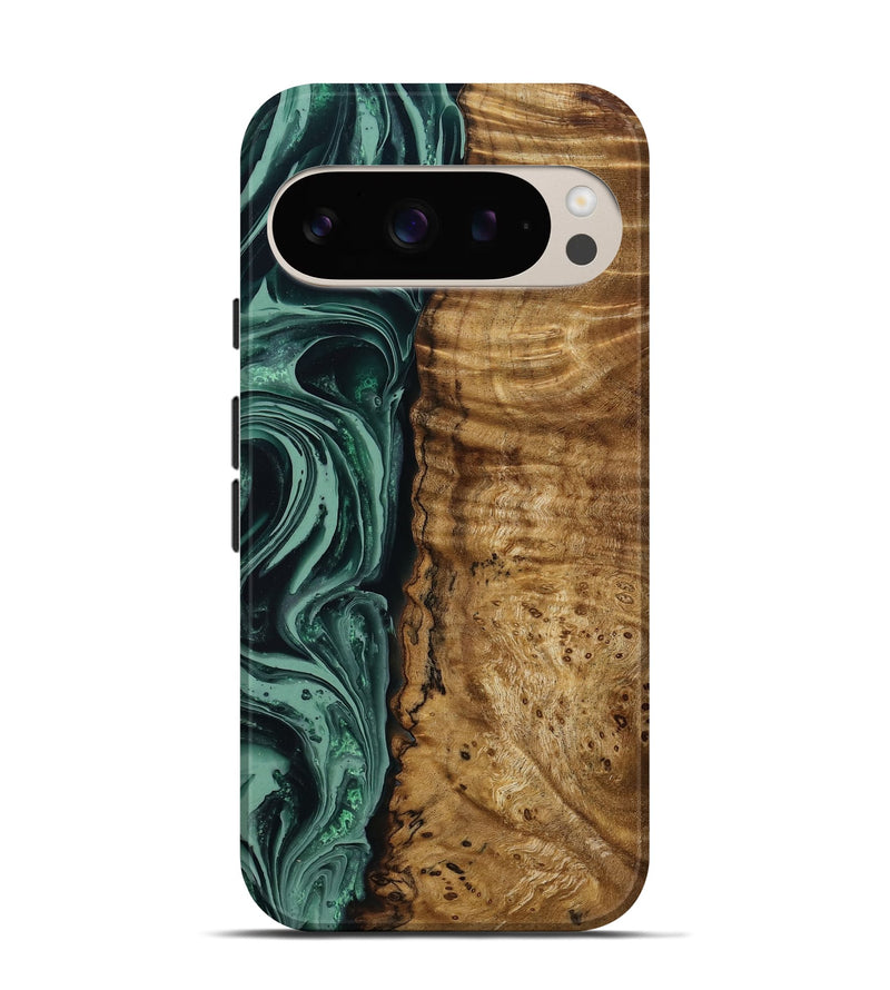 Pixel 9 Pro Wood Live Edge Phone Case - Amiya (Green, 790612)