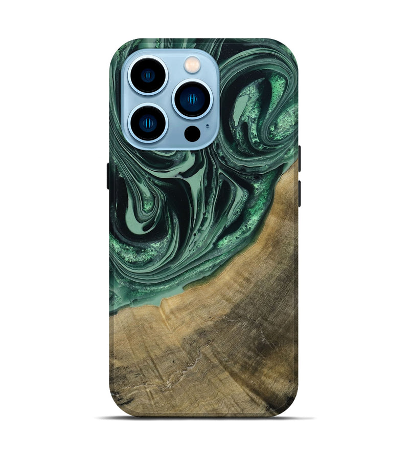 iPhone 14 Pro Wood Live Edge Phone Case - Karli (Green, 790615)