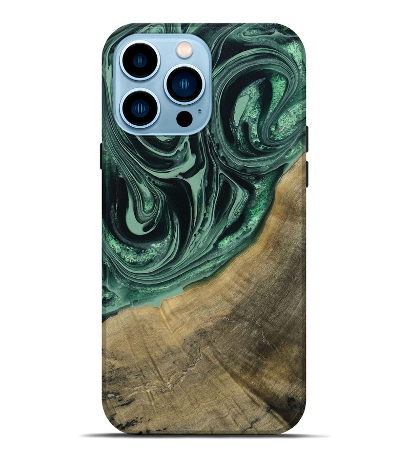 iPhone 14 Pro Max Wood Live Edge Phone Case - Karli (Green, 790615)