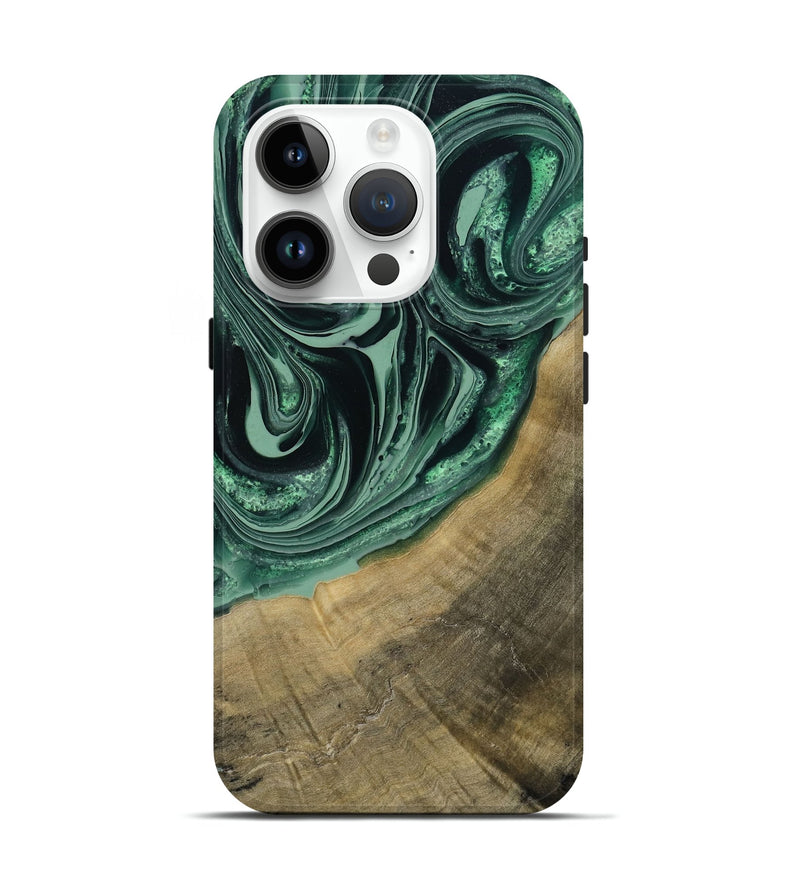 iPhone 15 Pro Wood Live Edge Phone Case - Karli (Green, 790615)