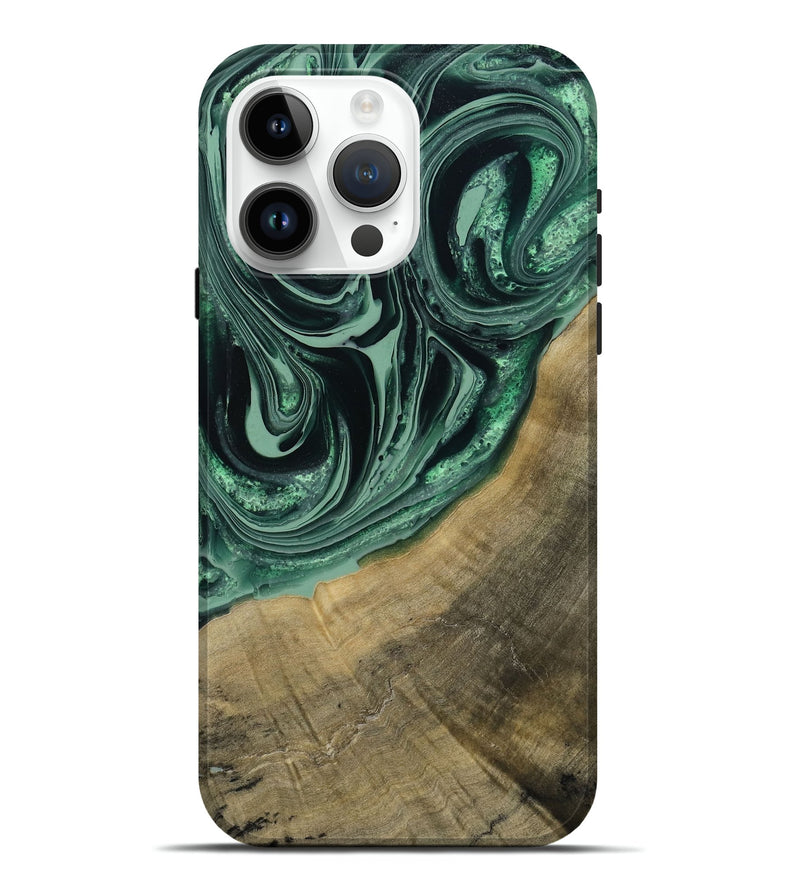 iPhone 15 Pro Max Wood Live Edge Phone Case - Karli (Green, 790615)