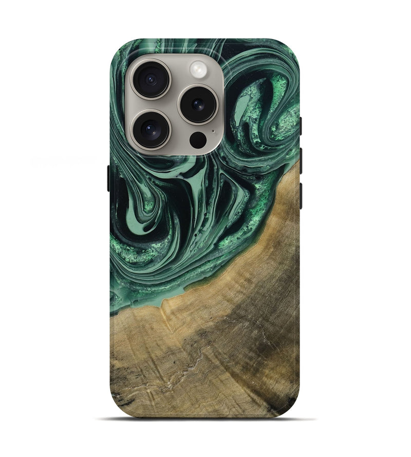 iPhone 16 Pro Wood Live Edge Phone Case - Karli (Green, 790615)