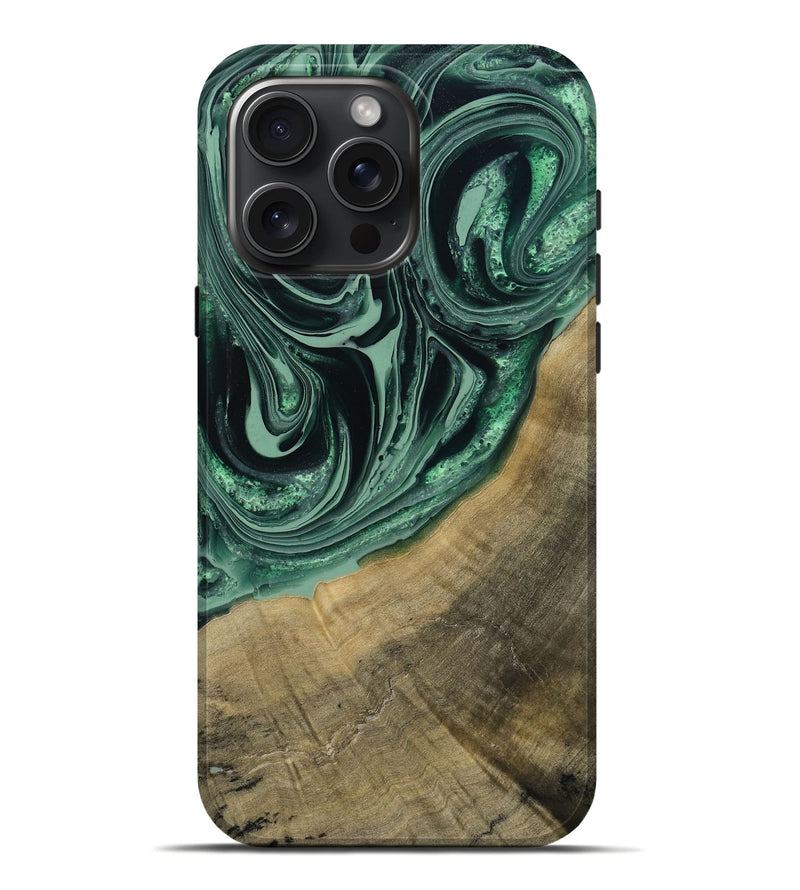 iPhone 16 Pro Max Wood Live Edge Phone Case - Karli (Green, 790615)