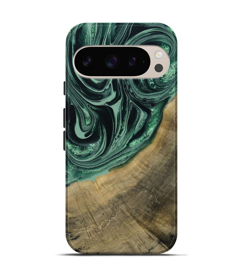 Pixel 9 Wood Live Edge Phone Case - Karli (Green, 790615)