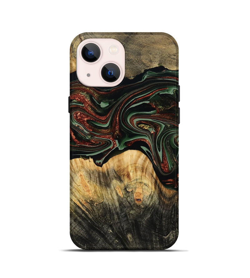 iPhone 13 mini Wood Live Edge Phone Case - Dream (Green, 790616)