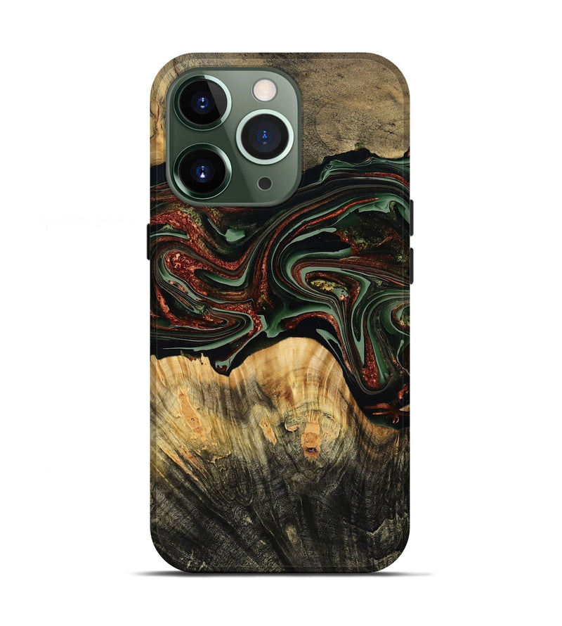 iPhone 13 Pro Wood Live Edge Phone Case - Dream (Green, 790616)