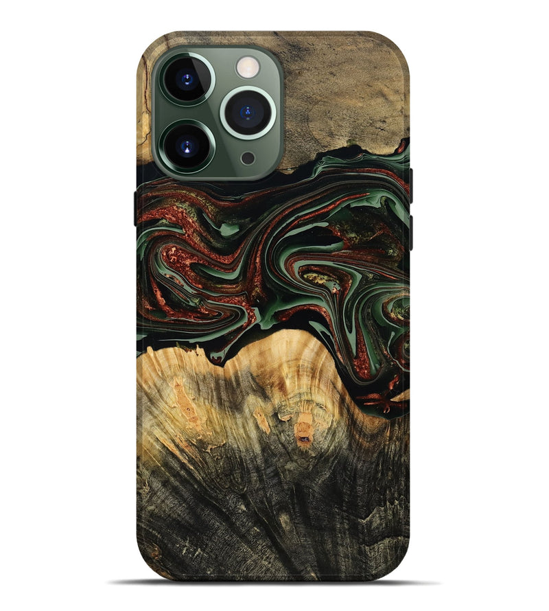 iPhone 13 Pro Max Wood Live Edge Phone Case - Dream (Green, 790616)