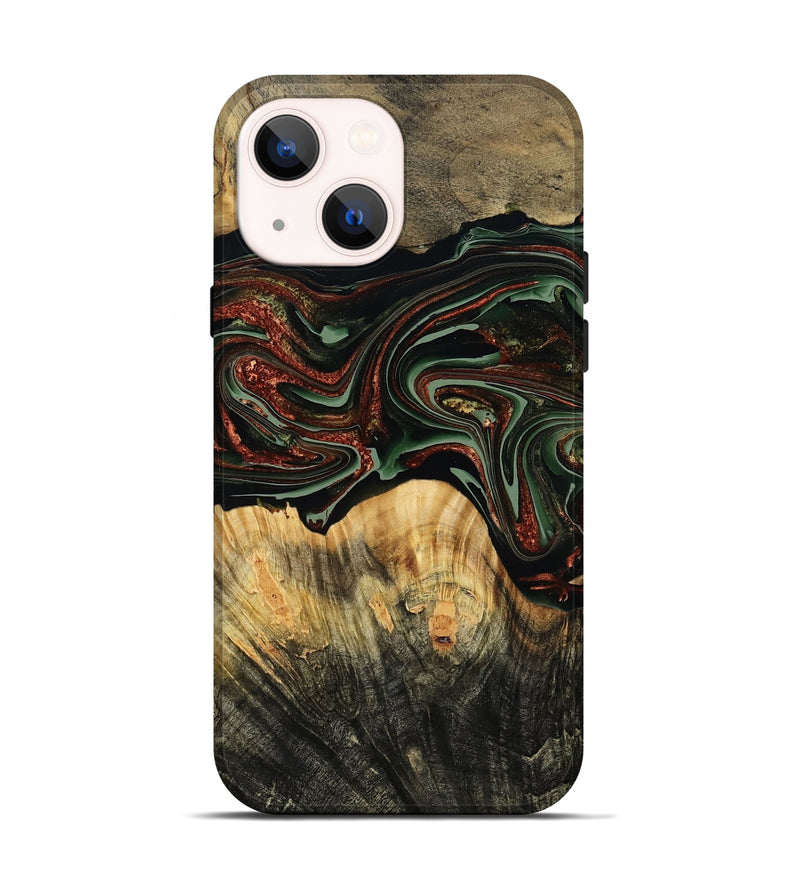 iPhone 14 Wood Live Edge Phone Case - Dream (Green, 790616)
