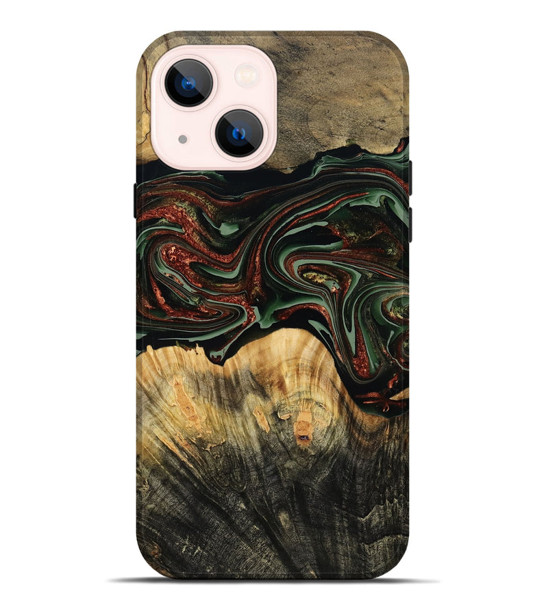 iPhone 14 Plus Wood Live Edge Phone Case - Dream (Green, 790616)