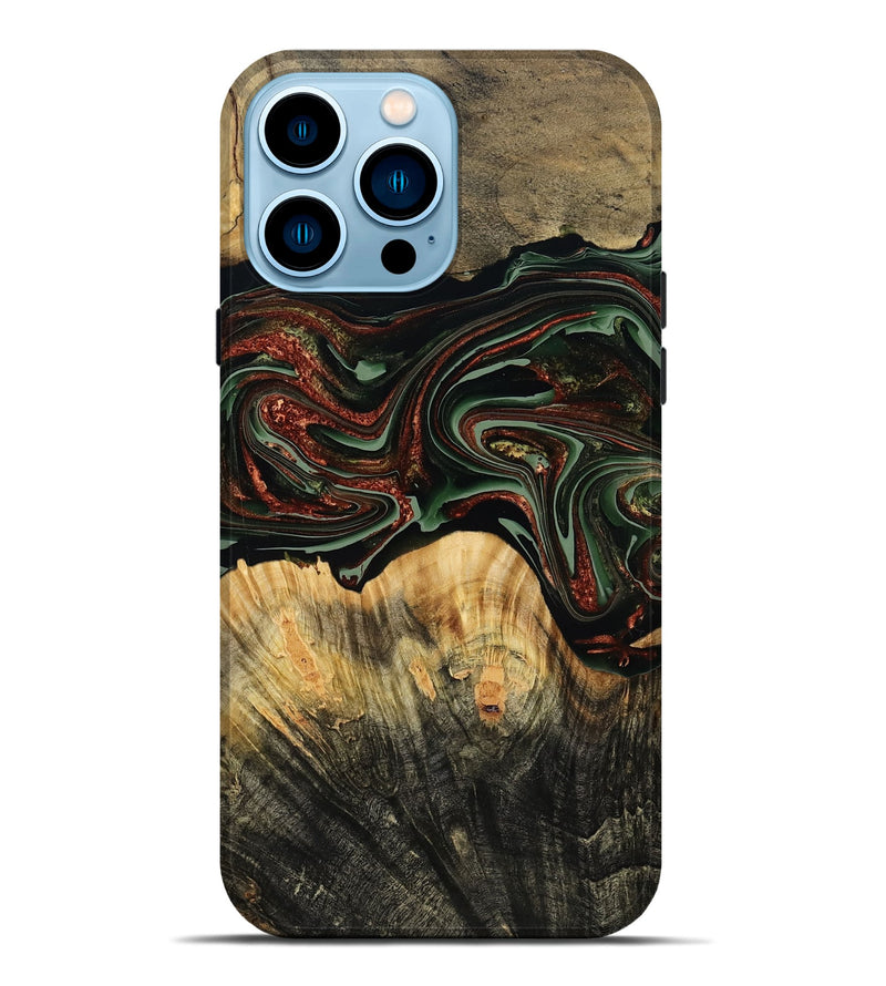 iPhone 14 Pro Max Wood Live Edge Phone Case - Dream (Green, 790616)