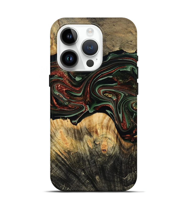 iPhone 15 Pro Wood Live Edge Phone Case - Dream (Green, 790616)
