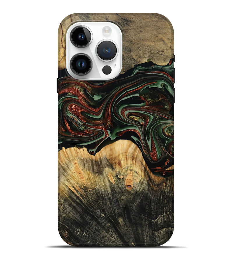 iPhone 15 Pro Max Wood Live Edge Phone Case - Dream (Green, 790616)