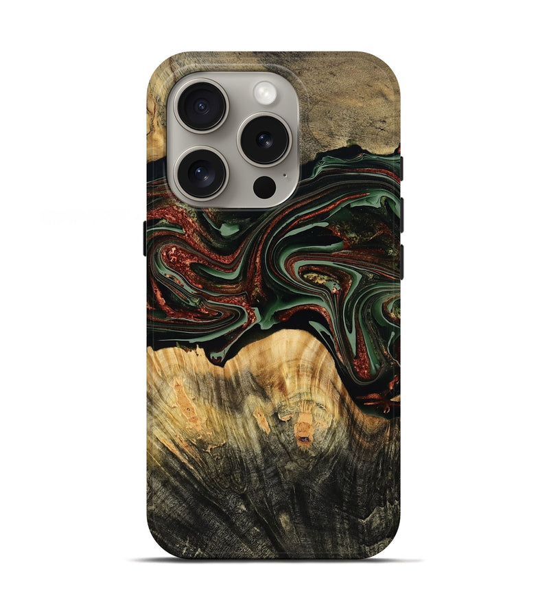 iPhone 16 Pro Wood Live Edge Phone Case - Dream (Green, 790616)