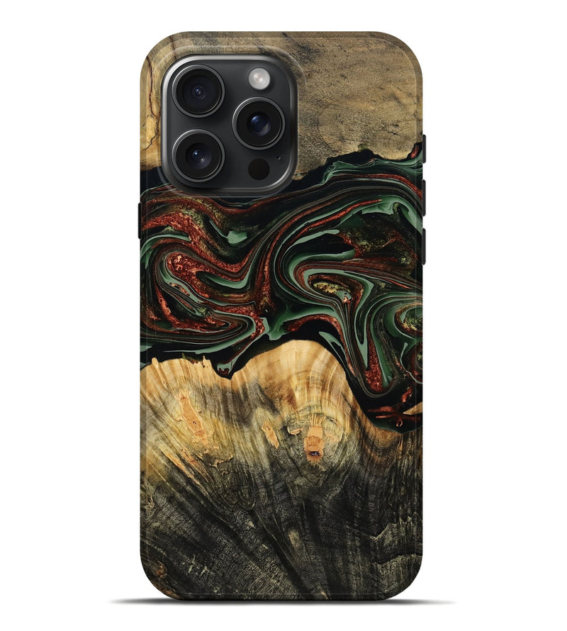 iPhone 16 Pro Max Wood Live Edge Phone Case - Dream (Green, 790616)