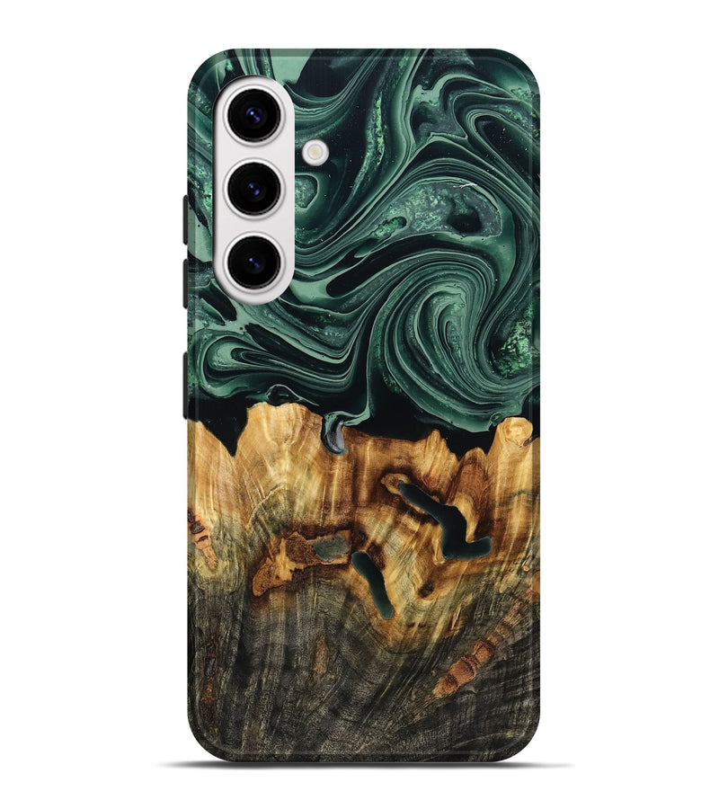 Galaxy S25 Plus Wood Live Edge Phone Case - Malinda (Green, 790621)