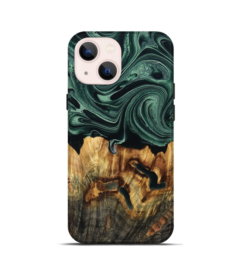 iPhone 13 mini Wood Live Edge Phone Case - Malinda (Green, 790621)
