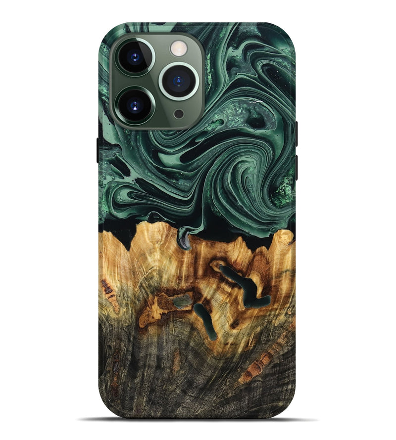 iPhone 13 Pro Max Wood Live Edge Phone Case - Malinda (Green, 790621)
