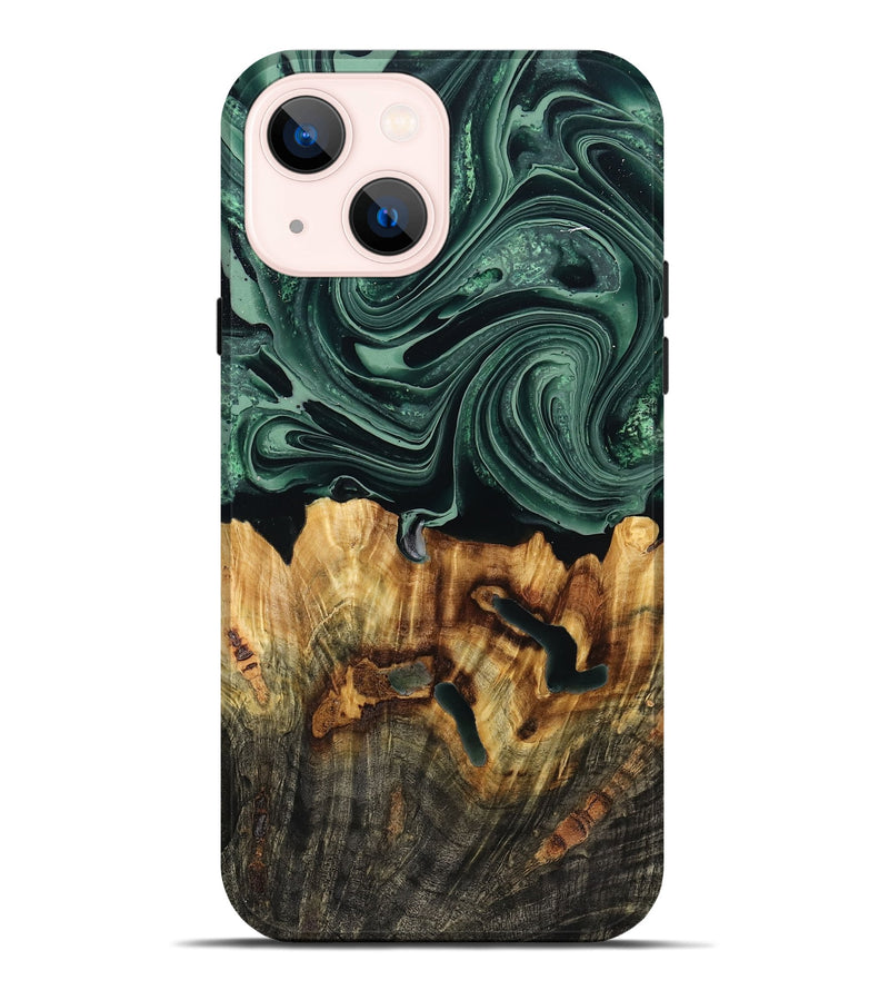 iPhone 14 Plus Wood Live Edge Phone Case - Malinda (Green, 790621)