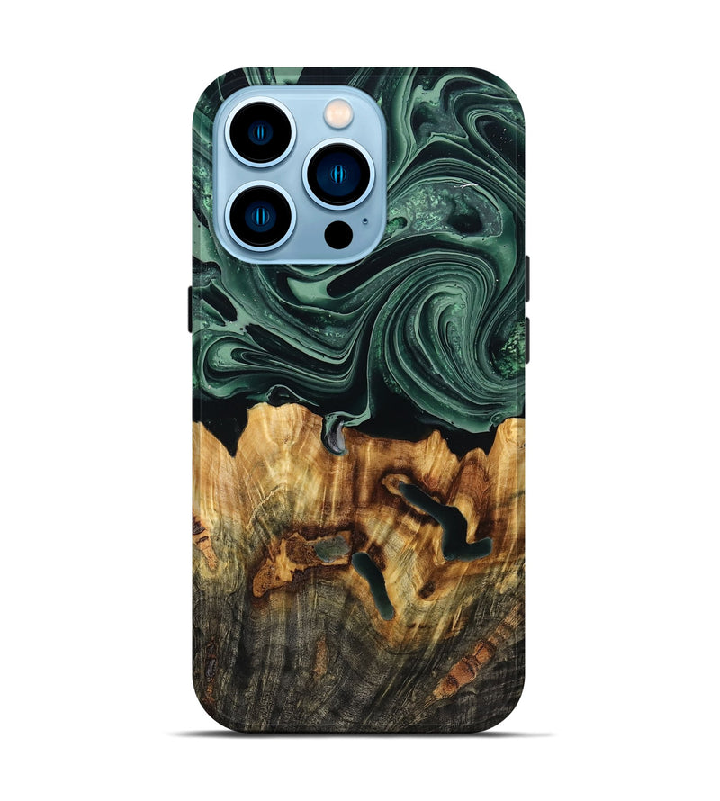 iPhone 14 Pro Wood Live Edge Phone Case - Malinda (Green, 790621)