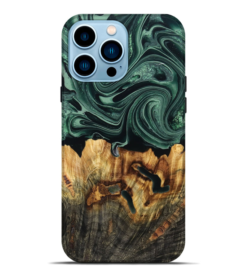 iPhone 14 Pro Max Wood Live Edge Phone Case - Malinda (Green, 790621)