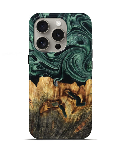 iPhone 16 Pro Wood Live Edge Phone Case - Malinda (Green, 790621)
