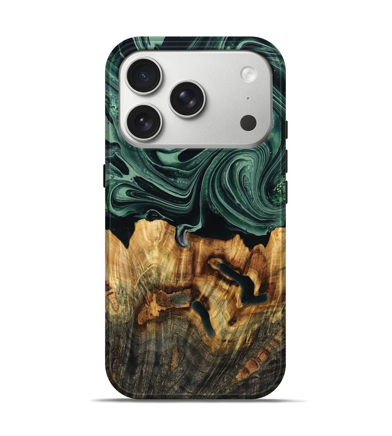 iPhone 17 Pro Wood Live Edge Phone Case - Malinda (Green, 790621)