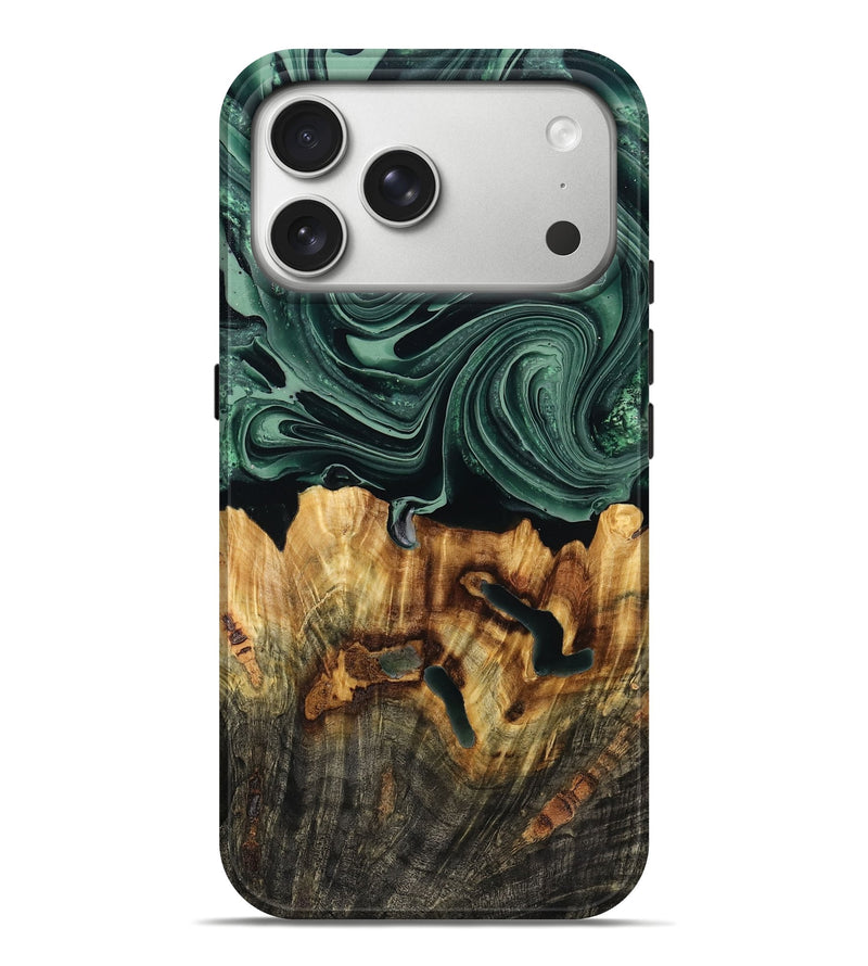 iPhone 17 Pro Max Wood Live Edge Phone Case - Malinda (Green, 790621)