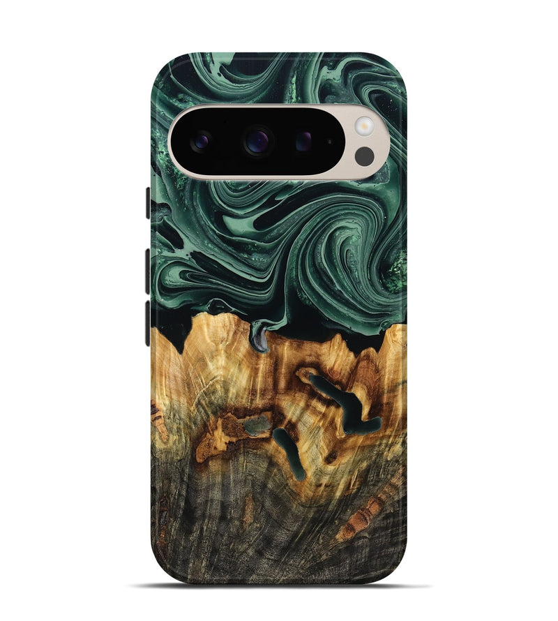 Pixel 9 Pro Wood Live Edge Phone Case - Malinda (Green, 790621)