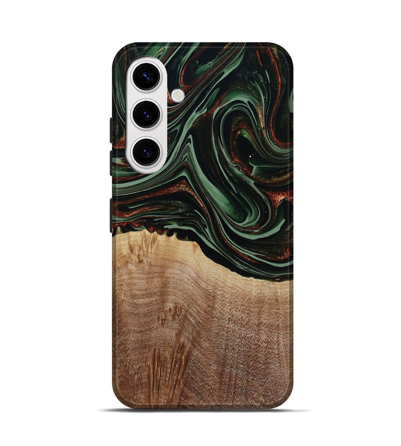 Galaxy S25 Wood Live Edge Phone Case - Hermon (Green, 790624)