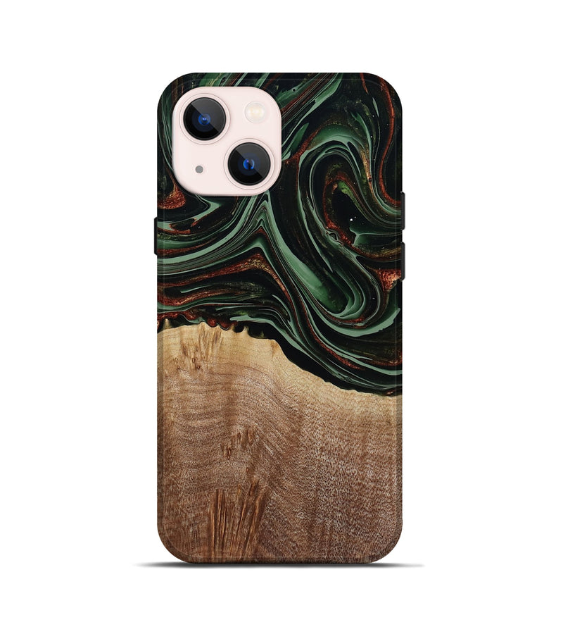 iPhone 13 mini Wood Live Edge Phone Case - Hermon (Green, 790624)