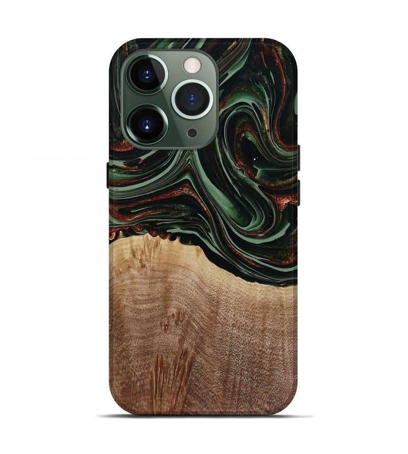 iPhone 13 Pro Wood Live Edge Phone Case - Hermon (Green, 790624)