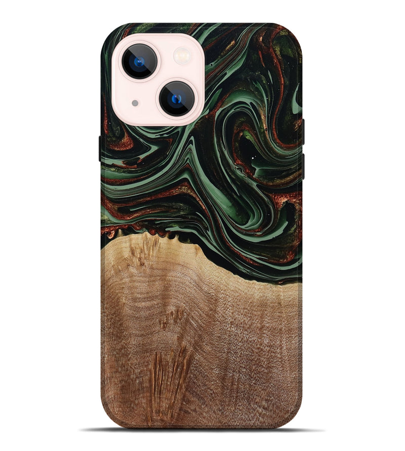 iPhone 14 Plus Wood Live Edge Phone Case - Hermon (Green, 790624)