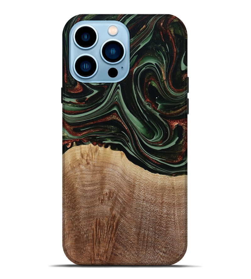 iPhone 14 Pro Max Wood Live Edge Phone Case - Hermon (Green, 790624)